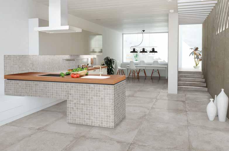 pavimento e rivestimento in gres porcellanato smaltato glazed porcelain floor and wall tile sol et mur en grès cérame émaillé R10 V3 Concept Stone Ferro / Concept Stone Mosaico 5x5 Ferro pezzi