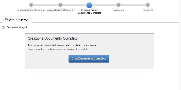 PREDISPOSIZIONE DEL DOCUMENTO COMPLETO Dopo aver effettuato con successo i passi