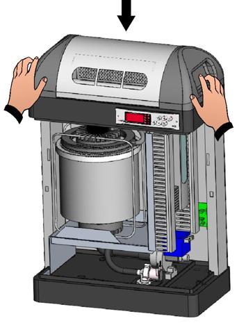 5. Fissare la testata ventilante sopra l umidificatore alloggiandola nella parte superiore dello stesso, il fissaggio