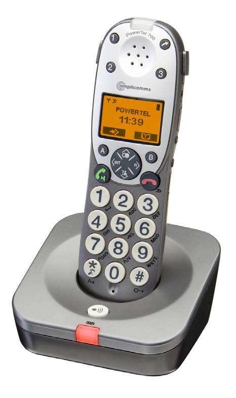 PowerTel 700 Telefono senza fili con vivavoce e numerosissime funzioni di confort per sentire e vedere meglio FUNZIONI COMPONENTE MOBILE: Display LC a 2 righe con matrice a punti particolarmente