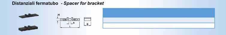 Code L mm H mm A mm B mm TF020D3 80 3 8,5 28 TF025D9 80 9 8,5 28 CARATTERISTICHE TECNICHE Materiali Corpi: Poliammide 6 / alluminio lega 6082 per art. VO..RMA e VO..RFA Ghiere: Poliammide 6 FV ( d.