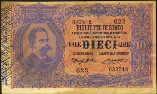 10 R - Dell Ara/Crodara - Assieme a 2 lire 19/11/1922 - Lotto di due biglietti MB 35 5035
