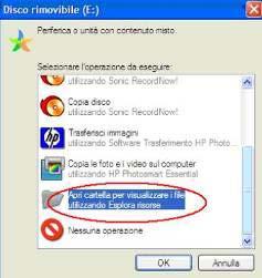 Inserimento Dispositivo USB con autorun attivato Riconoscimento automatico del Dispositivo USB autorun attivato Una volta inserito il dispositivo USB in un sistema Windows, dovrebbe