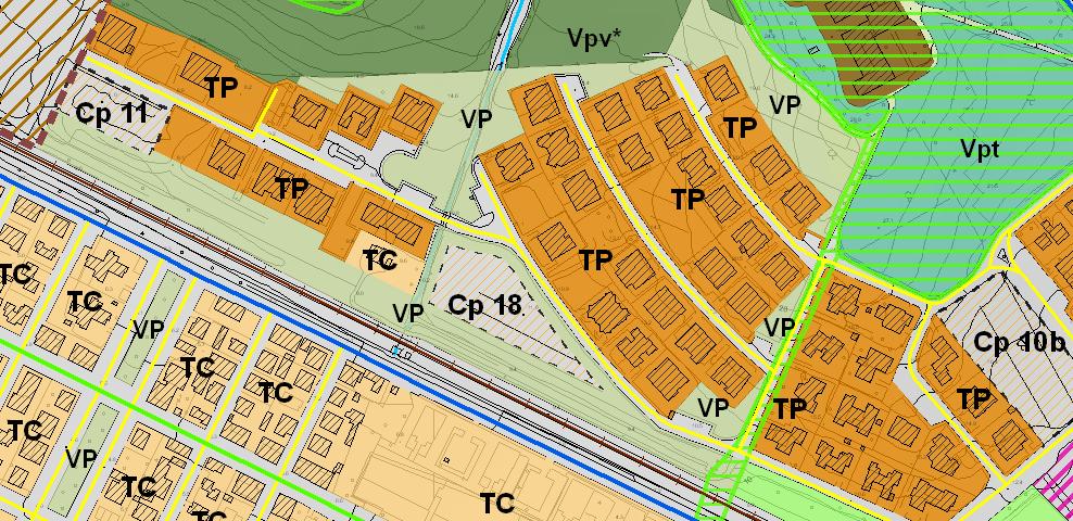 Il Regolamento Urbanistico vigente, approvato con D.C. n. 30/10.06.2011, la individua nella Tav. 2 come Area di Completamento CP18 Quartiere Campi Alti.