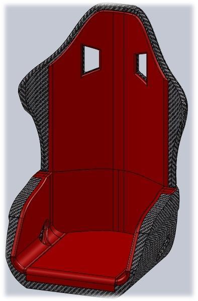 Ho realizzato il sedile ispirandomi al design di prodotti già presenti sul mercato (OMP, Sparco).