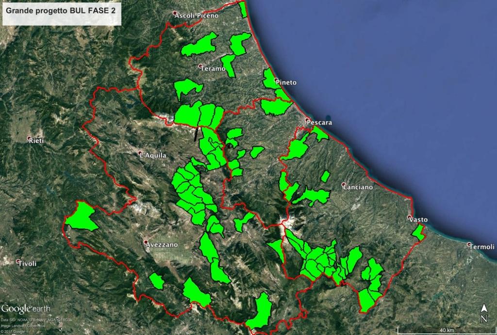 FASE 2 - Piano Aree Bianche Grande ProgeWo BUL 70 COMUNI Provincia di Chiea Arielli Borrello Carunchio Castelguidone ChieN Civitaluparella Colledimacine Fallo Fraine Francavilla al Mare Gamberale