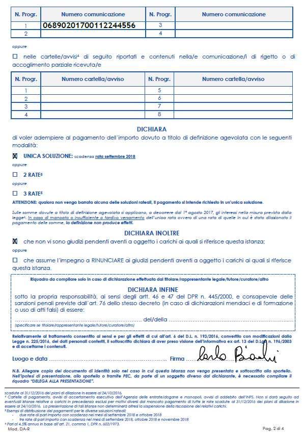 Identificativo della comunicazione rigetto/accoglimento parziale