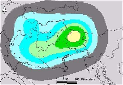 Per una porzione del territorio nazionale (regioni del Nord-Est) sono stati utilizzati il modello di aree sismogenetiche proposte dal Progetto S2 (http://www.ingv.