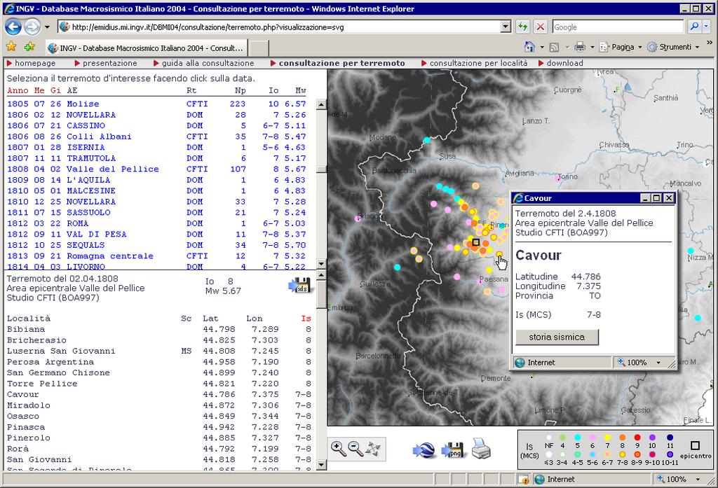 Terremoti con dati di intensità Osservazioni DBMI07 (pre 1981) Osservazioni DBMI04 (pre 1981) Terremoti con studi invariati 566 14855 14855 Terremoti con studi variati 387 29312 26844 Terremoti nuovi