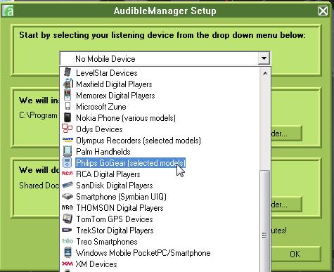 5 Audiobooks Andare in > [Audiobook] per riprodurre gli audiobook nei formati audio scaricati da www. audible.com. Sincronizzare gli audiobook sul lettore Scaricare da www.audible.com il software AudibleManager e installarlo sul computer.