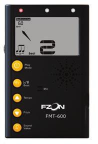 Sensore di vibrazione e microfono incorporati. Tone generator. Funzione metronomo: battute da 0 a 9, tempo da 30 a 280 bpm, 7 ritmi.