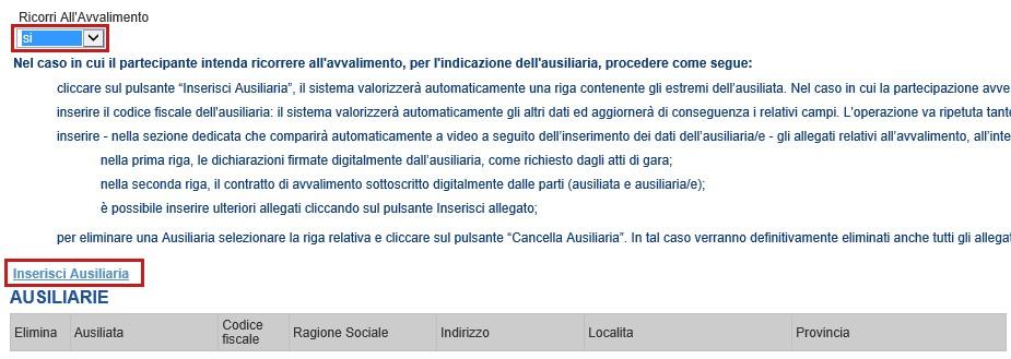 22 LINEE GUIDA PER OPERATORI Cliccare quindi sul comando Inserisci Ausiliaria, il sistema proporrà un'apposita maschera dove sarà possibile selezionare l'operatore/i che