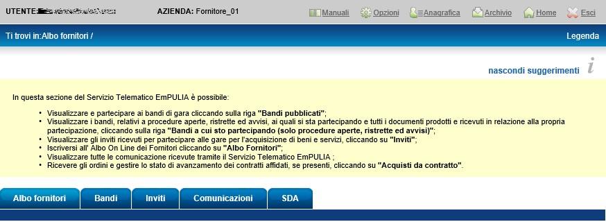 4 LINEE GUIDA PER OPERATORI Inviti e Bandi ad Evidenza Pubblica Il presente manuale illustra la procedura che l Operatore Economico deve seguire al fine di partecipare ad gara Negoziata con Avviso