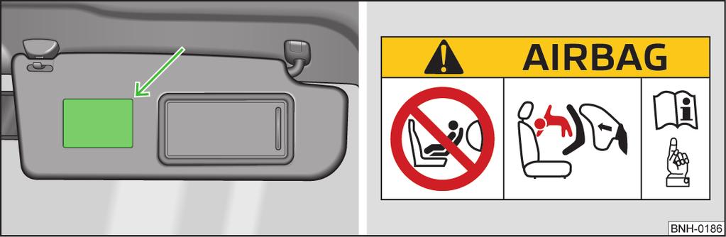 124 Etichetta sul montante centrale lato passeggero Applicando un seggiolino per bambini sul sedile lato passeggero anteriore, occorre rispettare le avvertenze riportate di seguito.