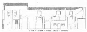 Planimetria del monastero tra il XIX e il XX sec. Al piano primo compare il camminamento che collega il coro con il locale attiguo alla Chiesa sul lato ovest.