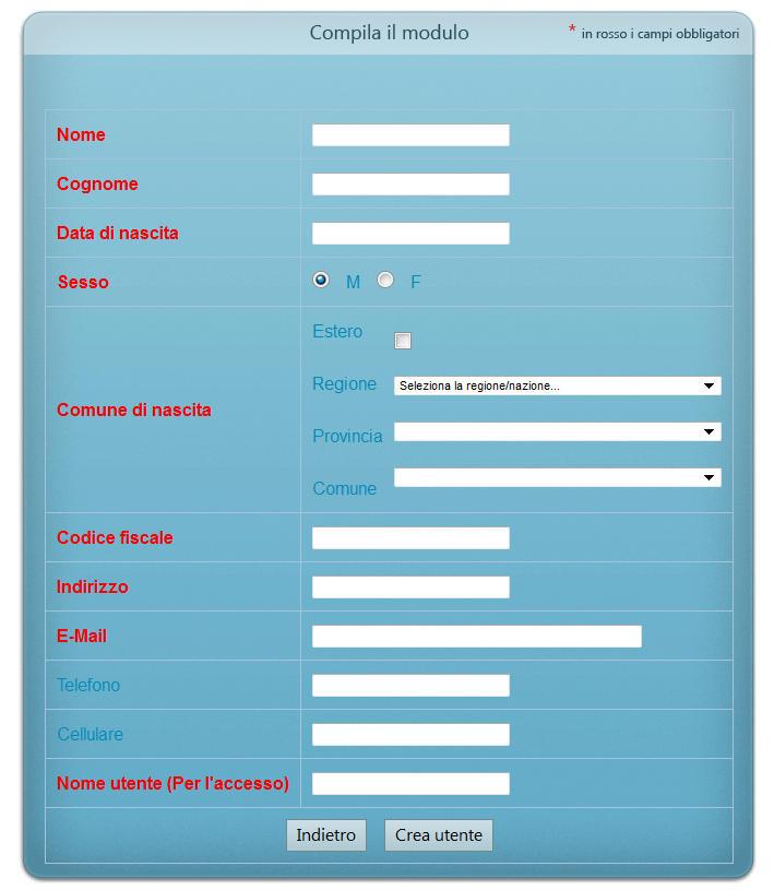 Figura 1: richiesta credenziali di accesso per l utente cittadino A seguito della compilazione del form e dell invio della richiesta, il sistema invierà in automatico una email all utente all