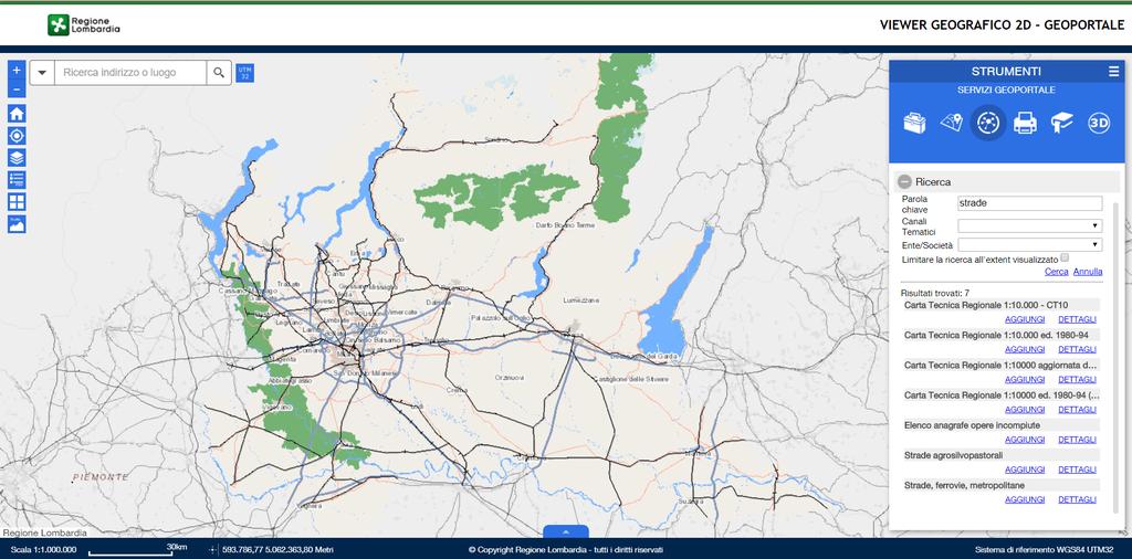 Viewer 3.0 del Geprtale di Regine Lmbardia per i TE Ricerca https://www.tenline.servizirl.