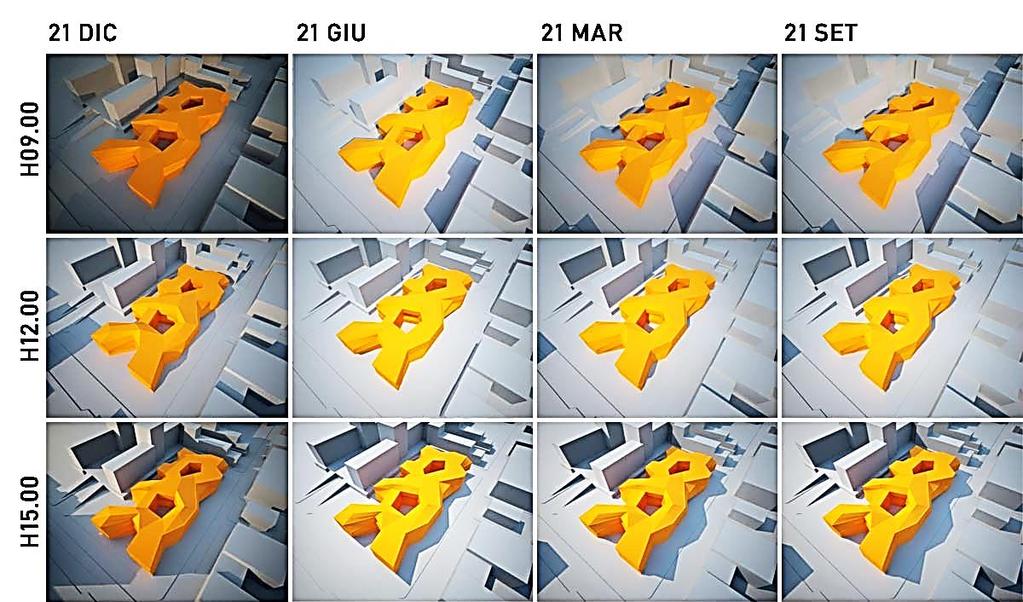 modello 3D per lo studio delle ombre di e su un