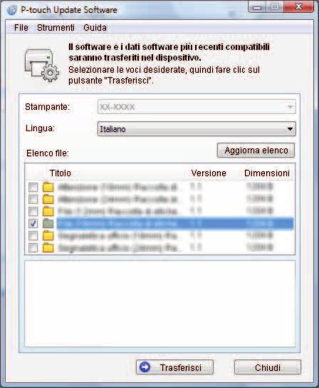 5 e Selezionare [Lingua], selezionare la casella di controllo accanto al firmware da aggiornare e fare quindi clic su