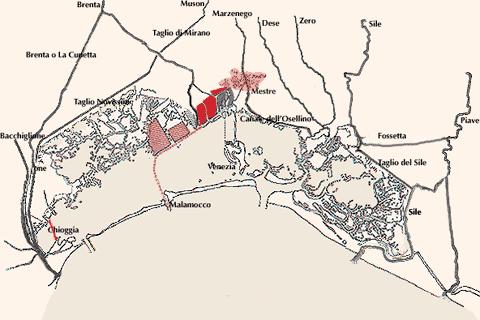 Figura 1.3 La Laguna di Venezia nel 2000 [Ministero delle Infrastrutture e dei Trasporti - Magistrato alle Acque di Venezia tramite il suo concessionario Consorzio Venezia Nuova].