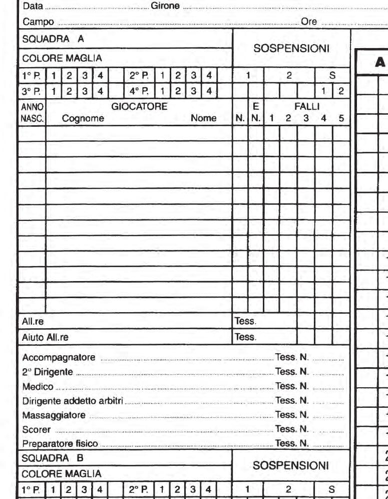 Guida interna alla compilazione del referto FI agina 2 arte seconda: Squadre e Falli In questa parte vanno riportati i dati delle 2 squadre, comprese le sospensioni ed i falli di squadra e di ogni