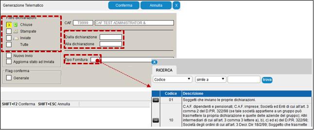 Sezione Unica, da cui gestire la generazione del file telematico.