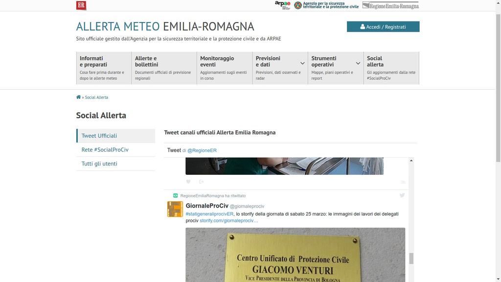 Social Allerta: raccoglie tweet relativi al