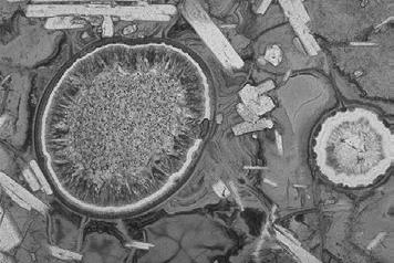 microstrutture delle rocce Vulcaniche cristallinità tessiture di devetrificazione petroselciosa sferulitica palagonite sferuliti palagonite microstrutture delle rocce Vulcaniche