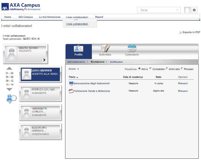 Come posso cancellare l iscrizione a un corso online o d aula dei miei collaboratori?