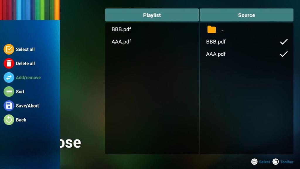 È possibile modificare o eliminare una playlist non vuota, basta scegliere la playlist desiderata con l'icona matita. 2. Selezionare Play (Riproduzione) nella pagina principale.