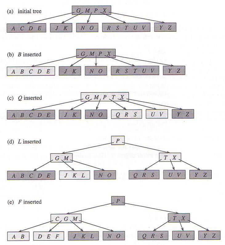 Splitting di un nodo Strutture di zzazione Strutture di zzazione Splitting di un nodo: Esempio 1 Esempio. Splitting della radice con t=4.