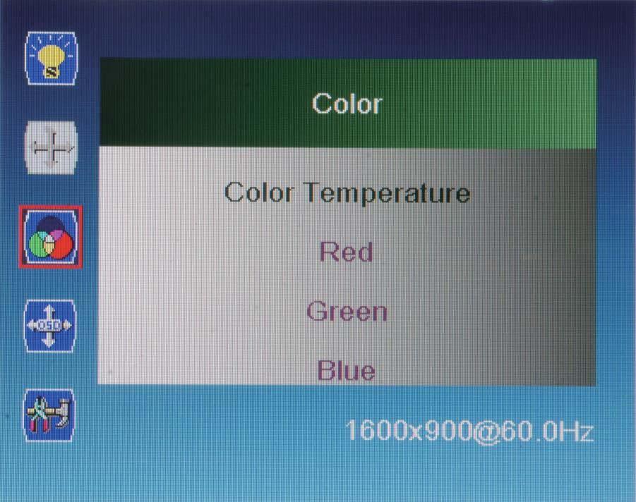 22 Impostazione dello schermo Menu Color (Colore) Premere MENU per selezionare uno dei seguenti, quindi premere " " o " " per selezionare il livello desiderato. Premere EXIT una volta terminato.