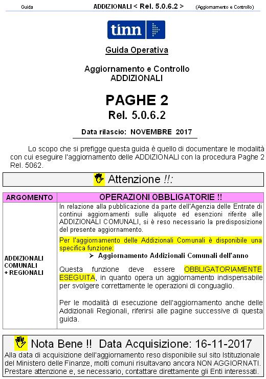 OPERAZIONI OBBLIGATORIE Aggiornamento e Controllo Addizionali (1 di 1) Si raccomanda l esecuzione dell