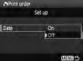 ) Setarea optiunilor pentru printare 1 Selectati [Print order].
