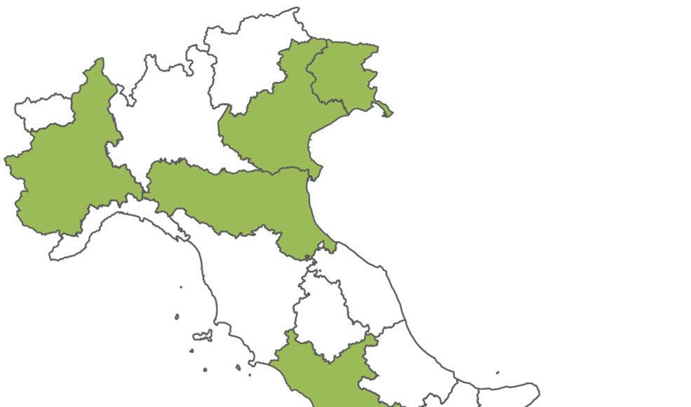 Costituzione del catasto a livello nazionale I dati del catasto: numero aziende e superfici Piemonte Az. Rilevate 272 Ettari 730 ha Sup. media az. 2,7 ha Friuli V.G. Az. Rilevate 252 Ettari 507 ha Sup.