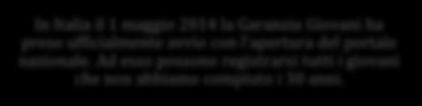 Ad esso possono registrarsi tutti i giovani che non abbiamo compiuto i 30 anni. Il 1 settembre 2014 sono scattati i 4 mesi, la prima time line si è chiusa. O meglio dovrebbe essersi chiusa.