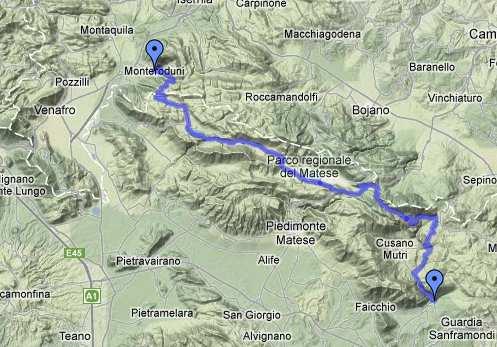 Fra cielo e Terra Da Cerreto Sannita a Moteroduni Caratteristiche dell itinerario Curve e salite, Salite e curve ( fino a Bocca del