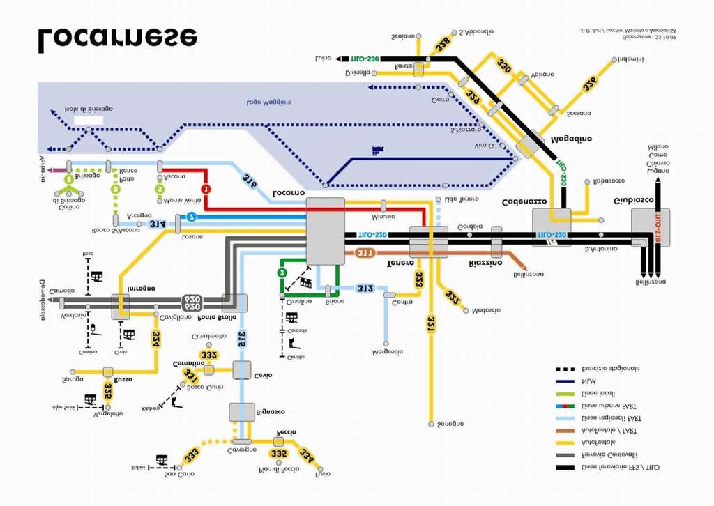 2.5 Il trasporto pubblico 2.5.1 La rete del trasporto pubblico La rete attuale dei trasporti pubblici nel Locarnese è rappresentata schematicamente nella figura 25.
