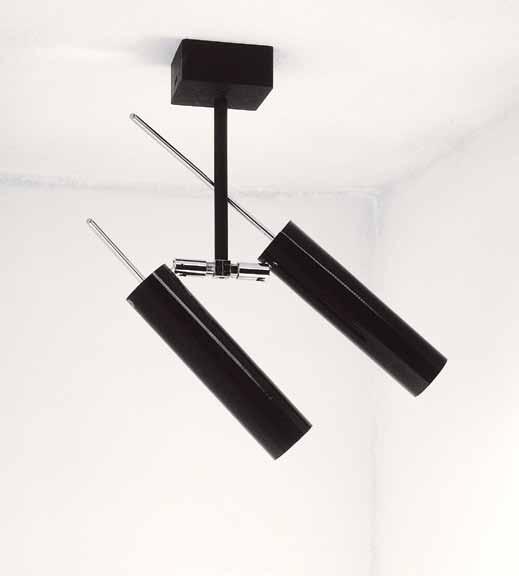 LUCENERA 502S Lampada da soffitto e colori tubo in fibra di carbonio nero unidirezionale ad alta resistenza al calore, base e asta di colore nero.