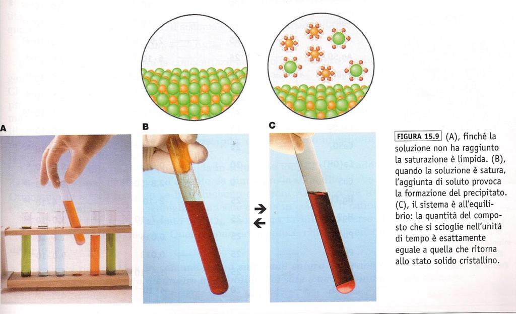 Solubilità e prodotto di solubilità In una soluzione satura di un composto ionico si