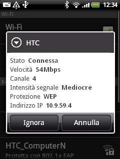 112 Guida utente HTC Wildfire Controllare lo stato della rete wireless Dalla schermata Home, premere MENU, quindi toccare Impostazioni > Wireless e reti.