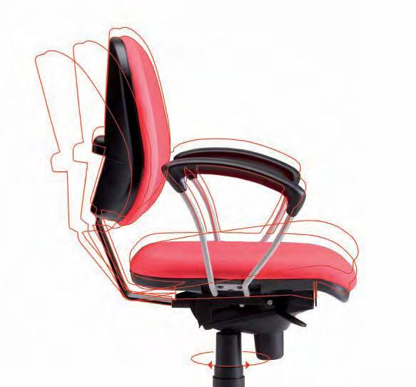 74 tarifa Sedile e schienale regolabili in altezza Height adjustable seat and back Sincro con regolazione di tensione Synchro linked seat and back mechanism with torque adjustment Schienale