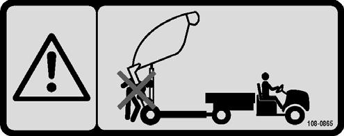 08-0865. Avvertenza Tenete gli astanti a distanza di sicurezza dalla macchina quando scaricate la spazzatrice. 08-0873. Pericolo di oggetti scagliati.