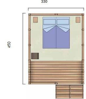 MINI LODGE 4,50 X 3,30 MT Le esclusive Mini Lodge sono pensate per due.