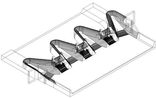 Progetto Preliminare Cassa Baganza SEZIONI TIPO: manufa:o di regolazione Larghezza del manufa2o circa 130 m ed è composto da 3 tra< re<linei, in corrispondenza delle bocche e 4 tra< curvilinei con la