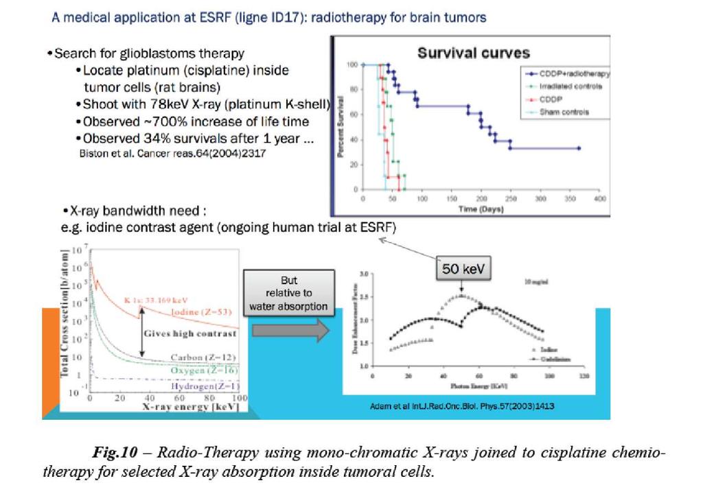 Radio-terapia con raggi X monocromatici del glioblastoma cerebrale, basato su attivazione Auger di cisplatino nelle cellule tumorali.