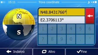 5. (opzionale) Se necessario, toccare, quindi, e immettere le coordinate in formato UTM. 6. Terminata l'operazione, toccare. 7.