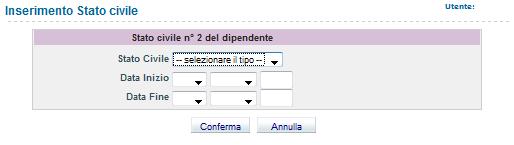 STATO CIVILE Inserire il proprio stato civile con la relativa decorrenza, altrimenti non è possibile accedere direttamente al Nucleo familiare : cliccare sul TAB Stato Civile, cliccare su Aggiungi.