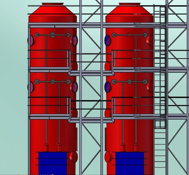 Altre Tecnologie Deodorizzazione ALTRE VASCHE DI ACCUMULO FUMI DAL COMBUSTORE EDIFICIO TECNOLOGICO SCRUBBER AD UMIDO : 2 COLONNE Diam 3200 5 STADI in diverse configurazioni di trattamento I