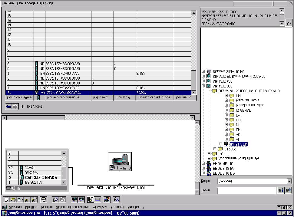 3. Progettazione Passo Attività 1 Avviare il SIMATIC Manager e aprire il progetto creato con il Getting Started CPU 317-2 PN/ DP: Progettazione dell interfaccia PROFINET X2.